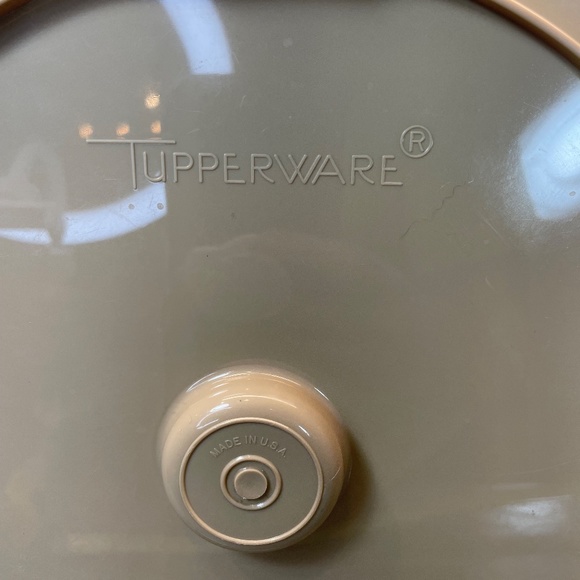 Tupperware Chip Dip 'N Serve Tray with Dip Bowl & Lid Tan & Sheer #492 - Vintage - Picture 6 of 10